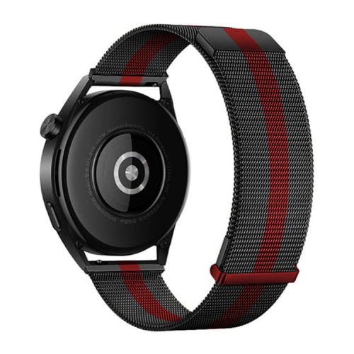 For Samsung Galaxy Watch3 45mm / Xiaomi Watch Color / Huawei Watch Ultimate Magnetic 22mm Milanese Watch Band - Black  /  Red