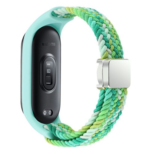 For Xiaomi Mi Band 3 / 4 / 5 / 6 / 7 Braided Nylon Strap Magnetic Watch Band - Dazzle Green