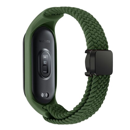 For Xiaomi Mi Band 3 / 4 / 5 / 6 / 7 Braided Nylon Strap Magnetic Watch Band - Green