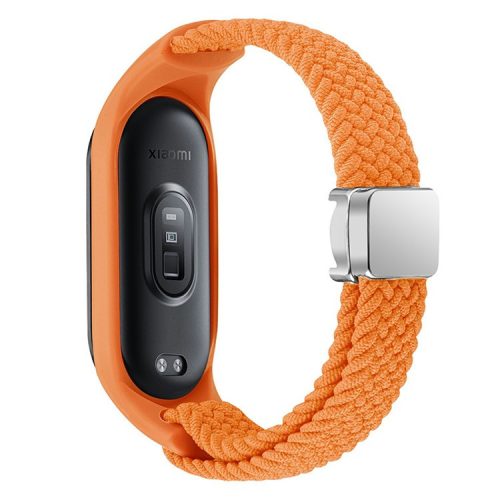 For Xiaomi Mi Band 3 / 4 / 5 / 6 / 7 Braided Nylon Strap Magnetic Watch Band - Orange