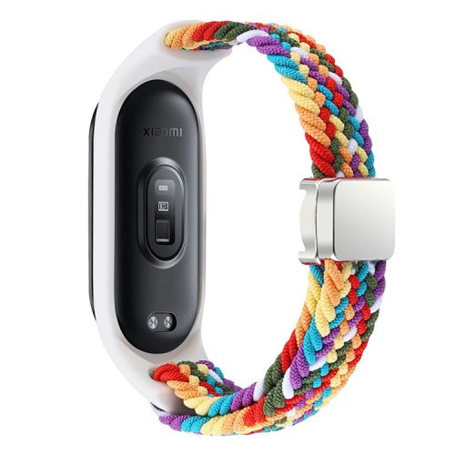 For Xiaomi Mi Band 3 / 4 / 5 / 6 / 7 Braided Nylon Strap Magnetic Watch Band - Rainbow