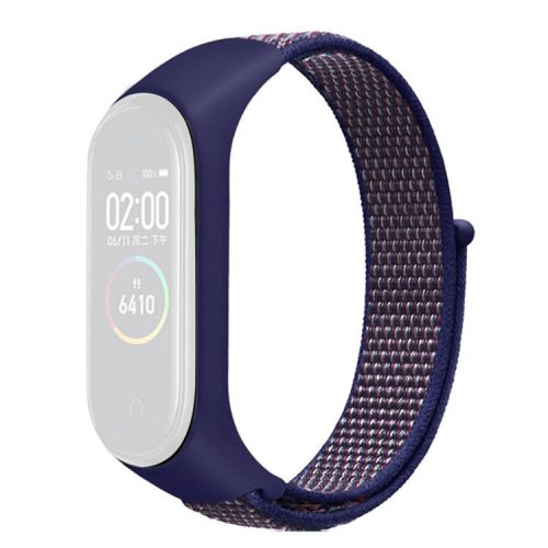 For Xiaomi Mi Band 3 / 4 / 5 / 6 / 7 Nylon Watch Band Adjustable Sport Loop Strap Wristband Replacement - Dark Blue