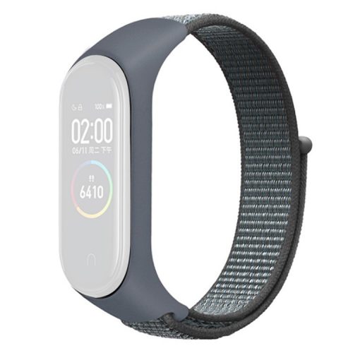 For Xiaomi Mi Band 3 / 4 / 5 / 6 / 7 Nylon Watch Band Adjustable Sport Loop Strap Wristband Replacement - Grey