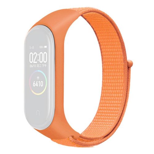 For Xiaomi Mi Band 3 / 4 / 5 / 6 / 7 Nylon Watch Band Adjustable Sport Loop Strap Wristband Replacement - Papaya