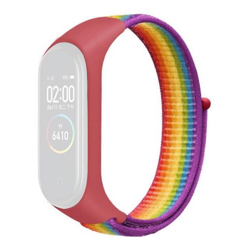 For Xiaomi Mi Band 3 / 4 / 5 / 6 / 7 Nylon Watch Band Adjustable Sport Loop Strap Wristband Replacement - Rainbow