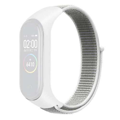 For Xiaomi Mi Band 3 / 4 / 5 / 6 / 7 Nylon Watch Band Adjustable Sport Loop Strap Wristband Replacement - Seashell White