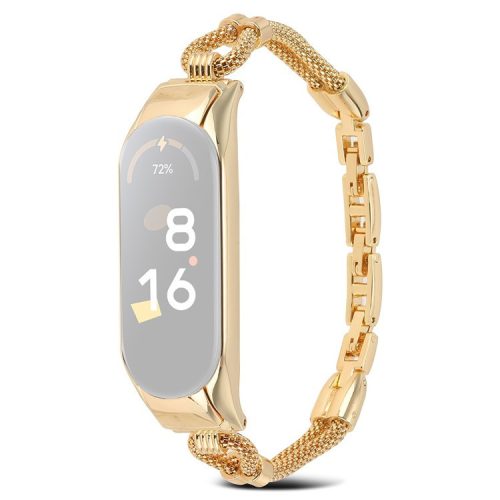 For Xiaomi Mi Band 3 / 4 Delicate Copper Chain Metal Strap Replacement Watchband with Watch Case - Gold