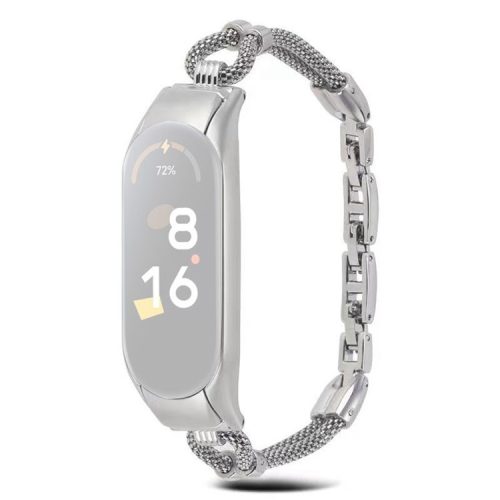 For Xiaomi Mi Band 3 / 4 Delicate Copper Chain Metal Strap Replacement Watchband with Watch Case - Silver