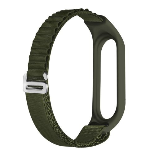 For Xiaomi Mi Band 3 / Band 4 / Band 5 / Band 6 / Band 7 Alpine Loop Nylon Watch Band G-hook Adjustable Sport Strap - Green