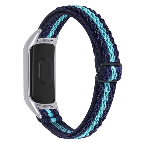 For Xiaomi Mi Band 3/4 Elastics Nylon Adjustable Watch Band Woven Loop Bracelet Wristband Replacement - Midnight Blue