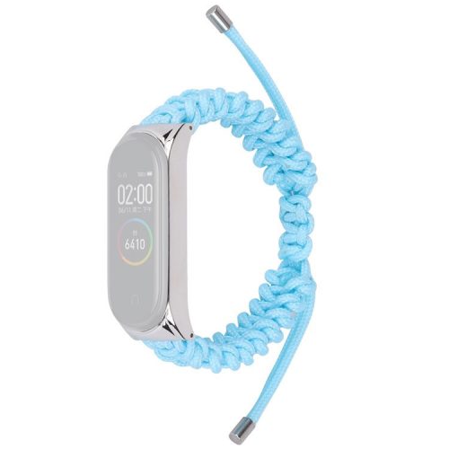 For Xiaomi Mi Band 3/4 Wrist Band Replacement Drawstring Design Adjustable Nylon Rope Watch Strap - Baby Blue