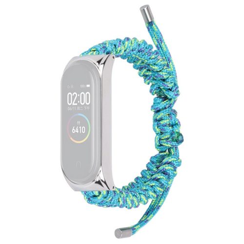 For Xiaomi Mi Band 3/4 Wrist Band Replacement Drawstring Design Adjustable Nylon Rope Watch Strap - Blue