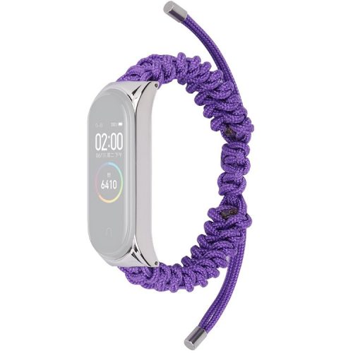 For Xiaomi Mi Band 3/4 Wrist Band Replacement Drawstring Design Adjustable Nylon Rope Watch Strap - Purple