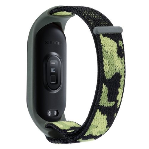 For Xiaomi Mi Band 5 / 6 / 7 Camouflage Nylon Adjustable Smart Watch Strap Replacement Wrist Band - Army Green