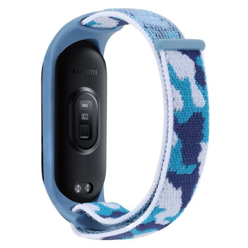 For Xiaomi Mi Band 5 / 6 / 7 Camouflage Nylon Adjustable Smart Watch Strap Replacement Wrist Band - Blue