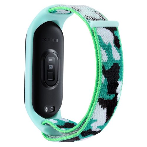 For Xiaomi Mi Band 5 / 6 / 7 Camouflage Nylon Adjustable Smart Watch Strap Replacement Wrist Band - Dark Green