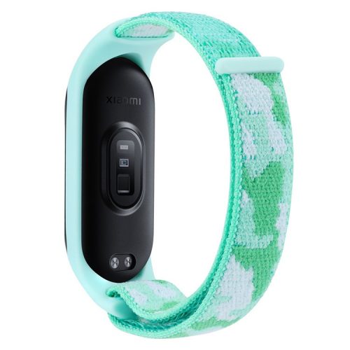 For Xiaomi Mi Band 5 / 6 / 7 Camouflage Nylon Adjustable Smart Watch Strap Replacement Wrist Band - Light Green