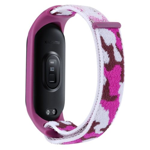 For Xiaomi Mi Band 5 / 6 / 7 Camouflage Nylon Adjustable Smart Watch Strap Replacement Wrist Band - Purple