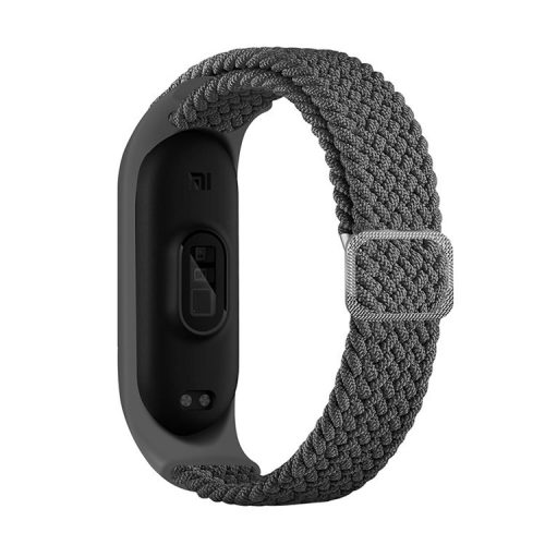 For Xiaomi Mi Band 5 / Band 6 / Band 7 Stretchy Nylon Solo Loop Band Adjustable Braided Sport Elastics Strap - Grey