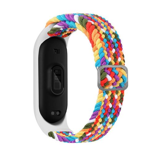 For Xiaomi Mi Band 5 / Band 6 / Band 7 Stretchy Nylon Solo Loop Band Adjustable Braided Sport Elastics Strap - Rainbow