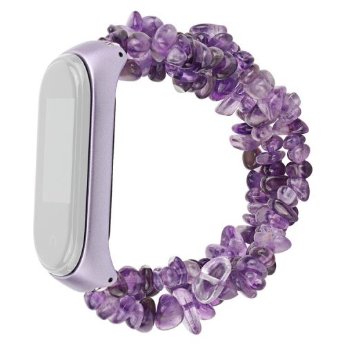 For Xiaomi Mi Band 5/6 Watch Band Natural Stones Watch Strap Replacement Wrist Band Bracelet - Purple