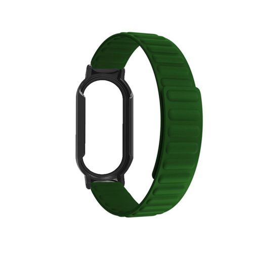 For Xiaomi Mi Band 7 / 7 NFC Silicone Magnetic Watch Band 3 in 1 Replacement Wrist Strap with PC Watch Case  /  Tempered Glass Screen Protector - Army Green