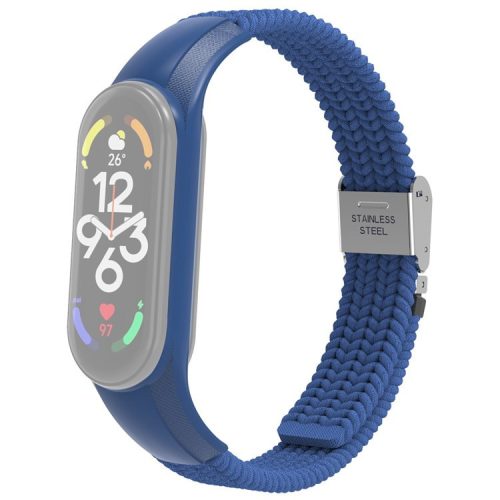 For Xiaomi Mi Band 7 Adjustable Nylon Braided Watch Band Replacement Wrist Strap with Stainless Steel Buckle - Blue