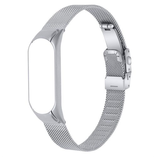 For Xiaomi Mi Band 7 Milanese Stainless Steel Mesh Stylish Strap Replacement Smartwatch Wrist Band with Buckle - Silver