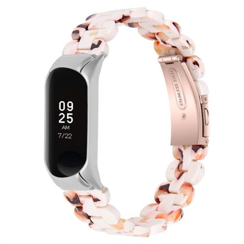 For Xiaomi Mi Band 7 Oval Resin Watchband Stainless Steel Buckle Strap Replacement - Nougat Pattern