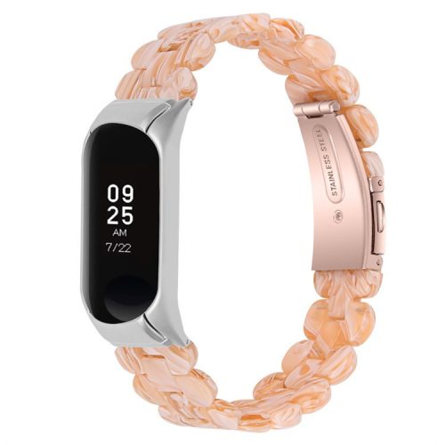 For Xiaomi Mi Band 7 Oval Resin Watchband Stainless Steel Buckle Strap Replacement - Silk White