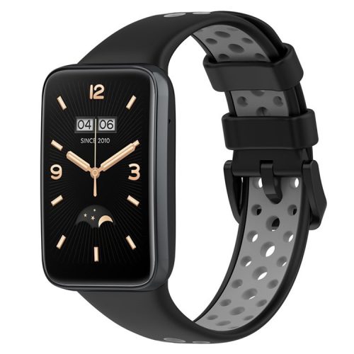 For Xiaomi Mi Band 7 Pro Dual Color Watch Strap Adjustable Silicone Watchband Replacement - Black / Grey