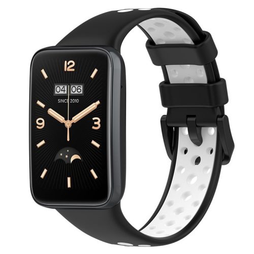 For Xiaomi Mi Band 7 Pro Dual Color Watch Strap Adjustable Silicone Watchband Replacement - Black / White