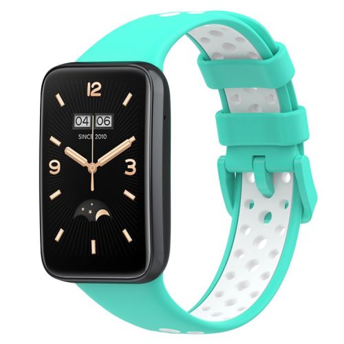 For Xiaomi Mi Band 7 Pro Dual Color Watch Strap Adjustable Silicone Watchband Replacement - Cyan / White