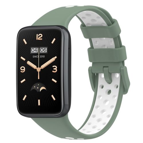 For Xiaomi Mi Band 7 Pro Dual Color Watch Strap Adjustable Silicone Watchband Replacement - Light Green / White