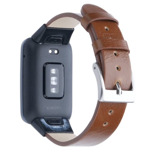 For Xiaomi Mi Band 7 Pro Genuine Cow Leather Watch Strap Adjustable Wristband - Brown