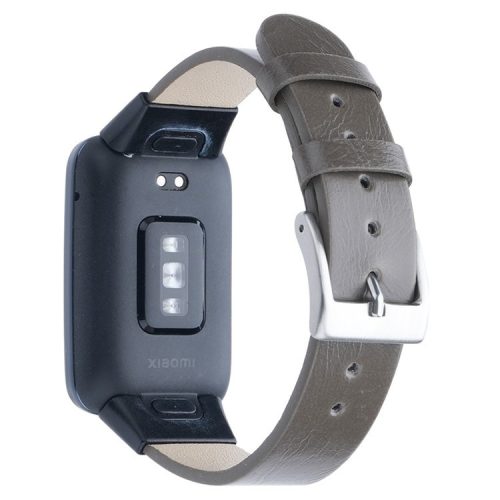 For Xiaomi Mi Band 7 Pro Genuine Cow Leather Watch Strap Adjustable Wristband - Grey