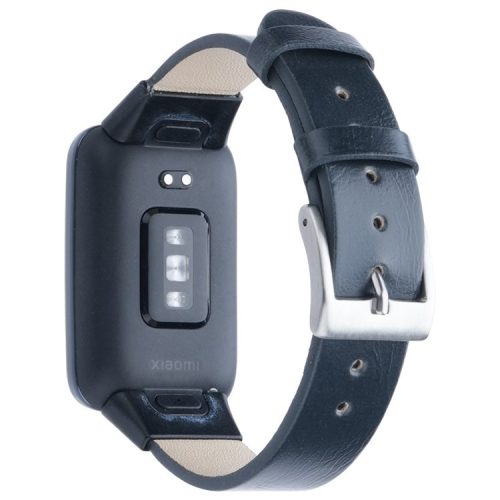 For Xiaomi Mi Band 7 Pro Genuine Cow Leather Watch Strap Adjustable Wristband - Midnight Blue