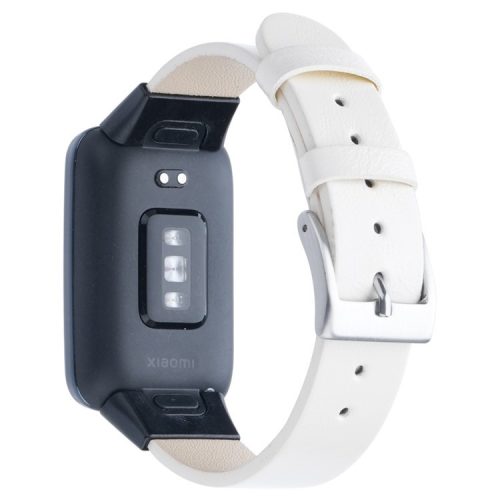 For Xiaomi Mi Band 7 Pro Genuine Cow Leather Watch Strap Adjustable Wristband - White