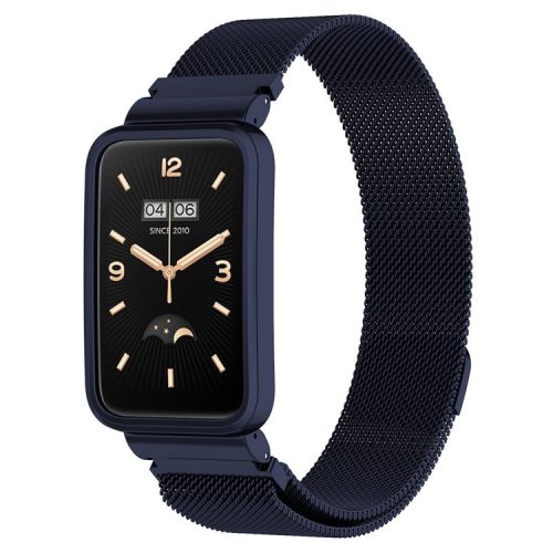 For Xiaomi Mi Band 7 Pro Metal Milanese Wrist Strap Replacement Smartwatch Band with Watch Case - Midnight Blue