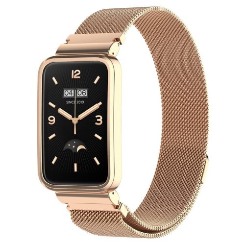 For Xiaomi Mi Band 7 Pro Milanese Metal Mesh Strap Replacement Wrist Band with Watch Case - Rose Gold