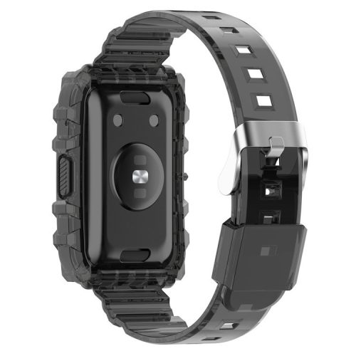 For Xiaomi Mi Band 7 Pro Solid Color Silicone Smart Watch Band with Integrated Watch Case Clear Replacement Wrist Strap - Transparent Black