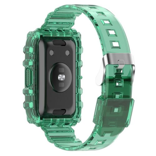 For Xiaomi Mi Band 7 Pro Solid Color Silicone Smart Watch Band with Integrated Watch Case Clear Replacement Wrist Strap - Transparent Green