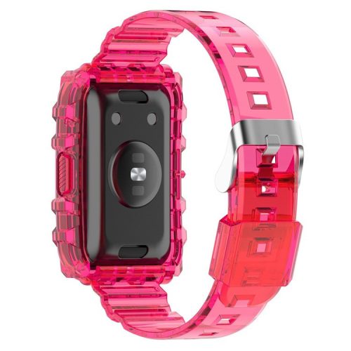 For Xiaomi Mi Band 7 Pro Solid Color Silicone Smart Watch Band with Integrated Watch Case Clear Replacement Wrist Strap - Transparent Rose