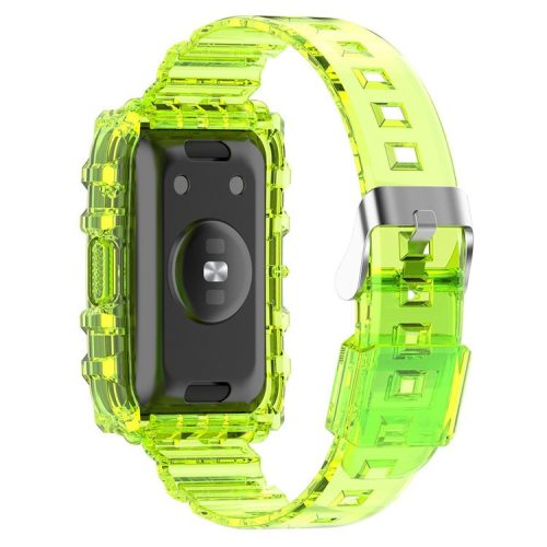 For Xiaomi Mi Band 7 Pro Solid Color Silicone Smart Watch Band with Integrated Watch Case Clear Replacement Wrist Strap - Transparent Yellow