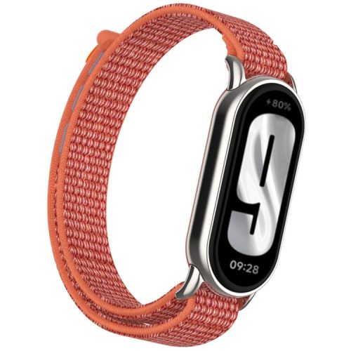 For Xiaomi Mi Band 9 / Smart Band 8 Watch Strap Nylon Loop Adjustable Wrist Band - Rose Red