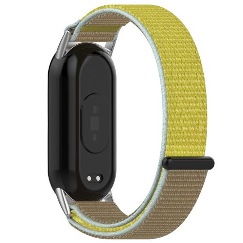 For Xiaomi Mi Band 9 NFC / 9 / Smart Band 8 NFC / 8 Nylon Wrist Strap Bracelet Band with Magic Tape - Camel+Yellow