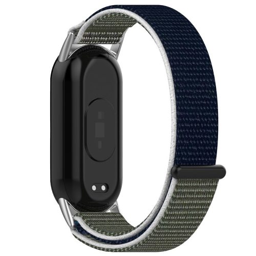 For Xiaomi Mi Band 9 NFC / 9 / Smart Band 8 NFC / 8 Nylon Wrist Strap Bracelet Band with Magic Tape - Grey / Dark Blue