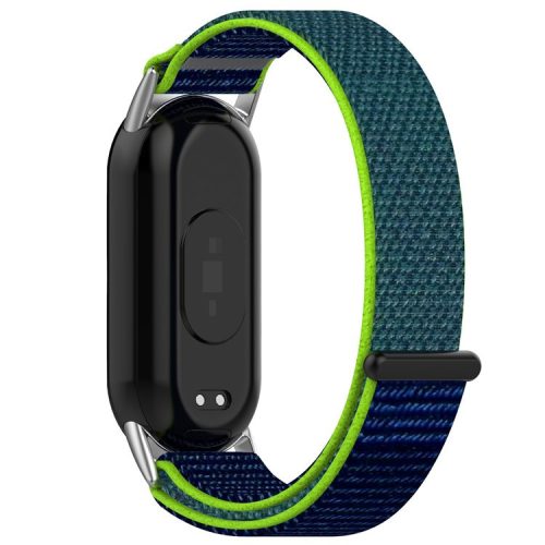 For Xiaomi Mi Band 9 NFC / 9 / Smart Band 8 NFC / 8 Nylon Wrist Strap Bracelet Band with Magic Tape - Lime+Blue