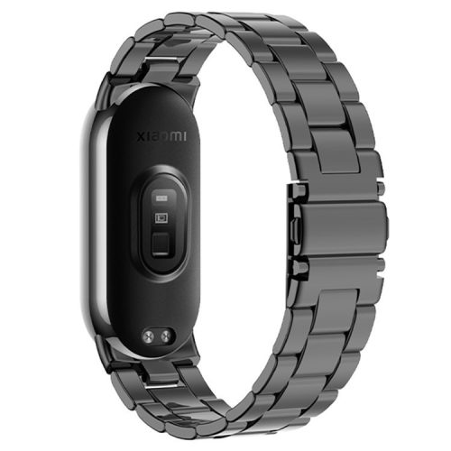 For Xiaomi Mi Band 9 NFC / Mi Band 9 / Smart Band 8 NFC / Smart Band 8 3 Beads Smart Watch Metal Band Replacement Wrist Strap - Black