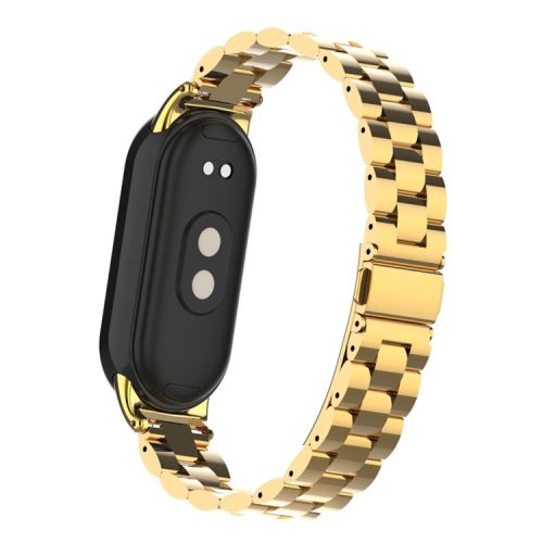 For Xiaomi Mi Band 9 NFC / Mi Band 9 / Smart Band 8 NFC / Smart Band 8 3 Beads Smart Watch Metal Band Replacement Wrist Strap - Imitation Gold